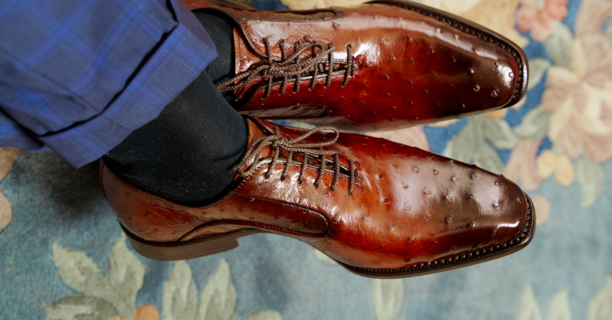 Scarpe in pelle pregiata di struzzo