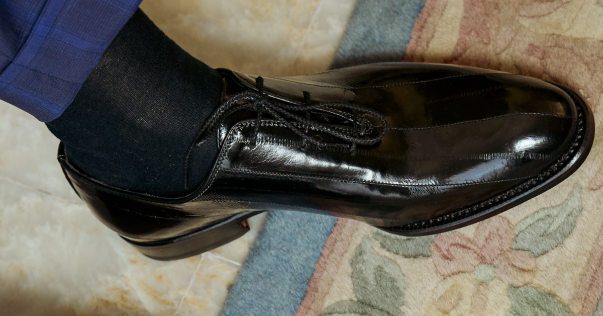 Scarpe in pelle pregiata di anguilla