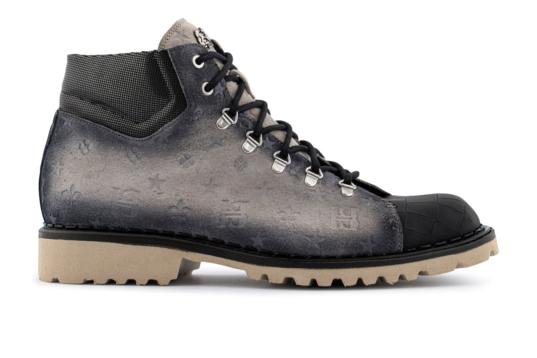 Bottine en daim effet crocodile