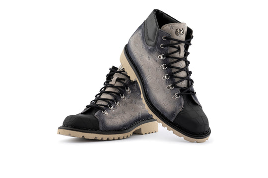 Bottine en daim effet crocodile