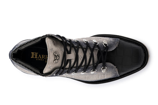 Bottine en daim effet crocodile