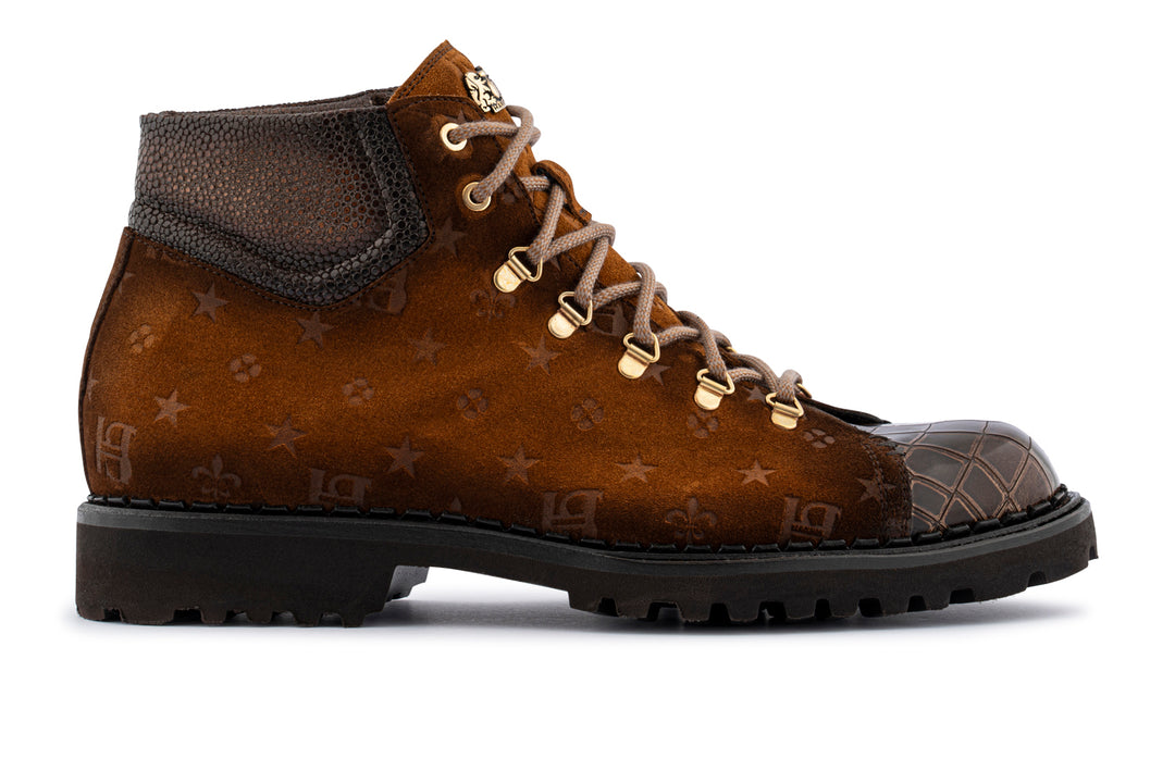 Bottine en cuir effet crocodile