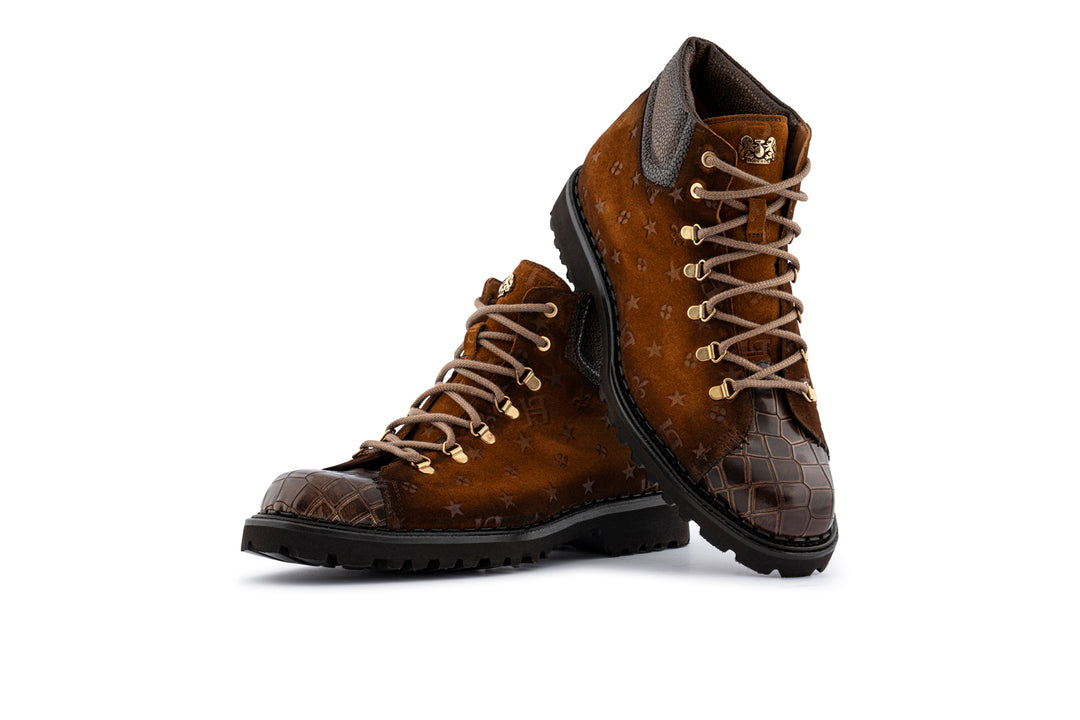 Bottine en cuir effet crocodile