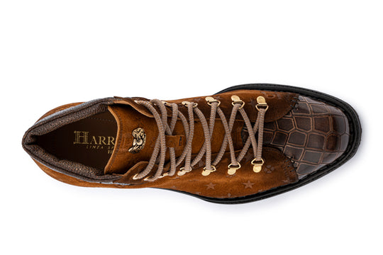 Bottine en cuir effet crocodile