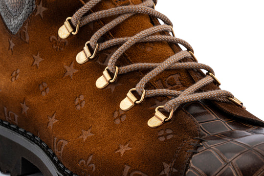 Bottine en cuir effet crocodile