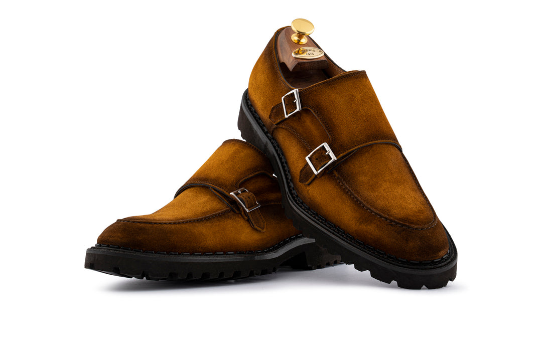 Double boucle en daim tabac