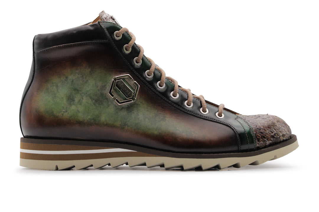 Polacchino dans le cuir peint à la main et Python