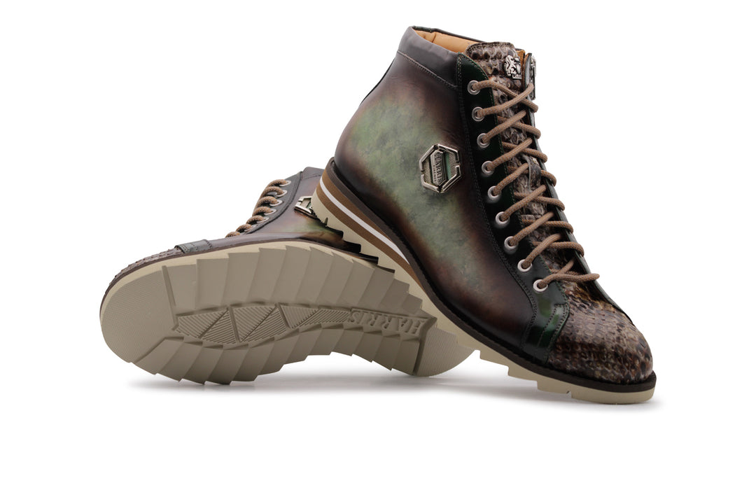 Polacchino dans le cuir peint à la main et Python