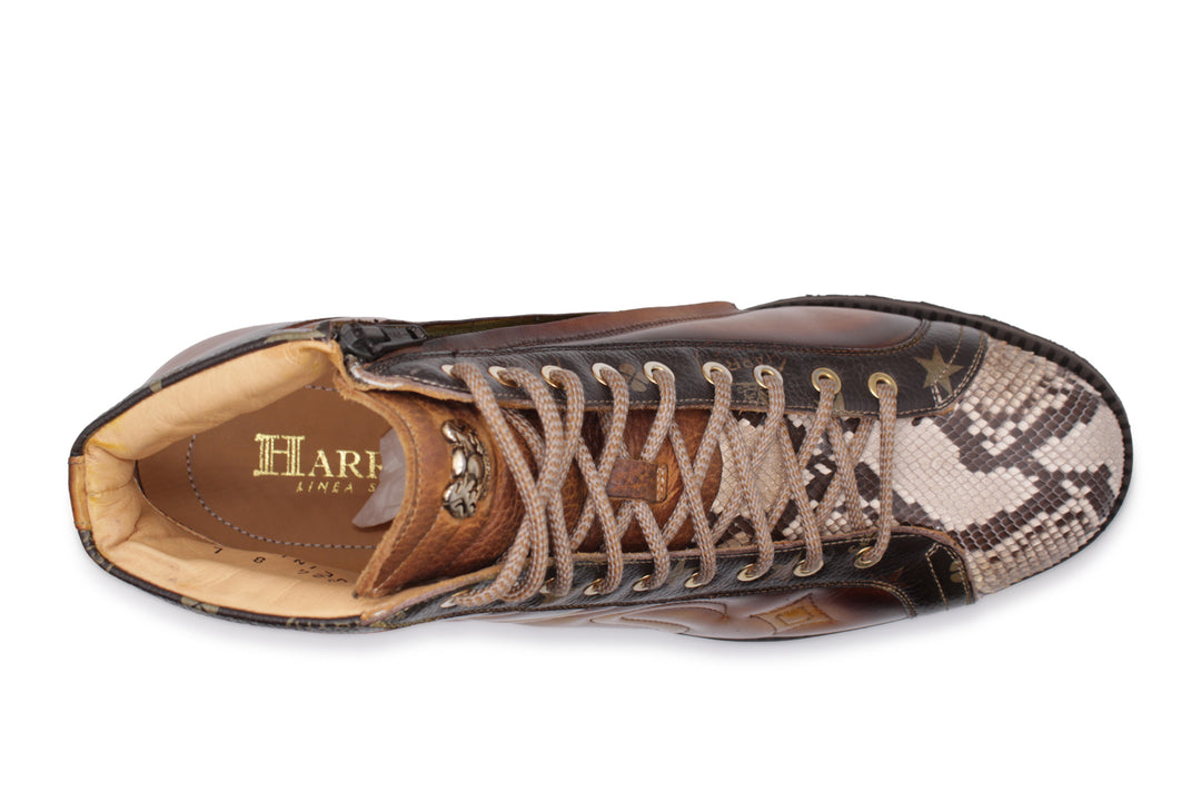 Polacchino in pelle di pitone dipinte a mano