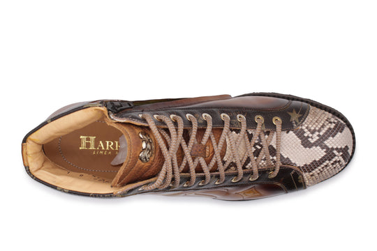 Polacchino in pelle di pitone dipinte a mano