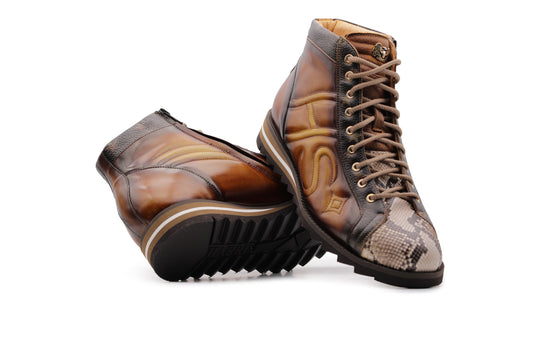 Polacchino in pelle di pitone dipinte a mano