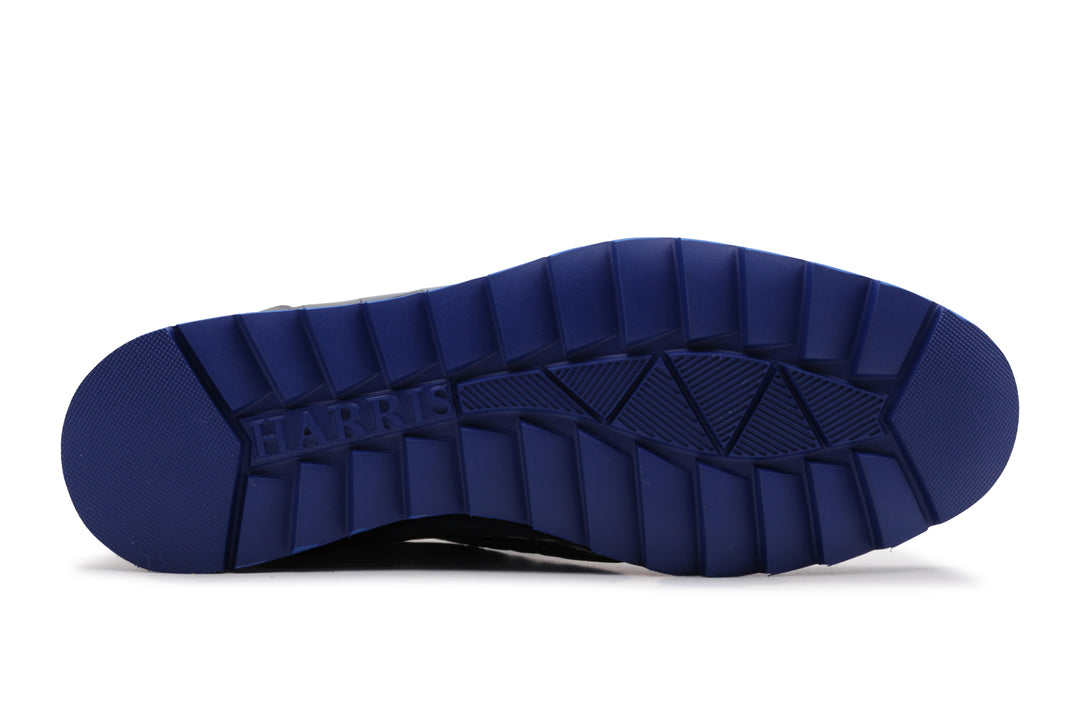 Polacchini in pelle blu effetto coccodrillo e pitone