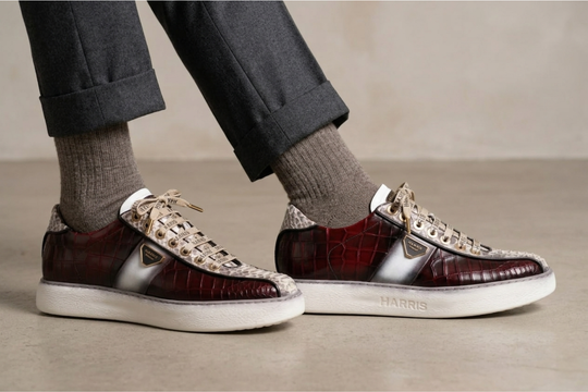 Baskets effet croco et détails python