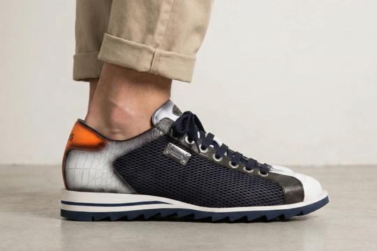 Sneakers stampa Coccodrillo ed effetto traforato