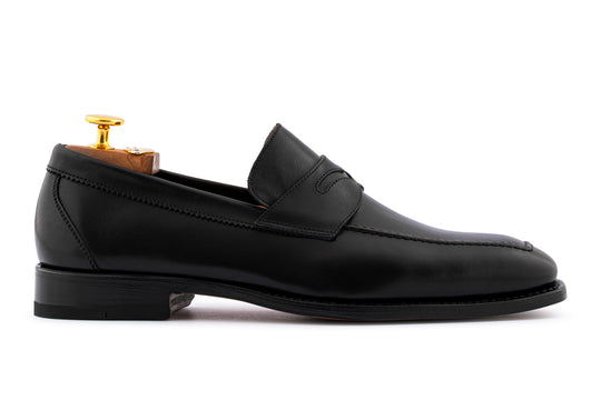 Mocassino classico in pelle pieno fiore Nero