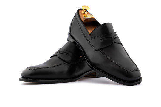 Mocassino classico in pelle pieno fiore Nero