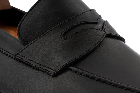 Mocassino classico in pelle pieno fiore Nero