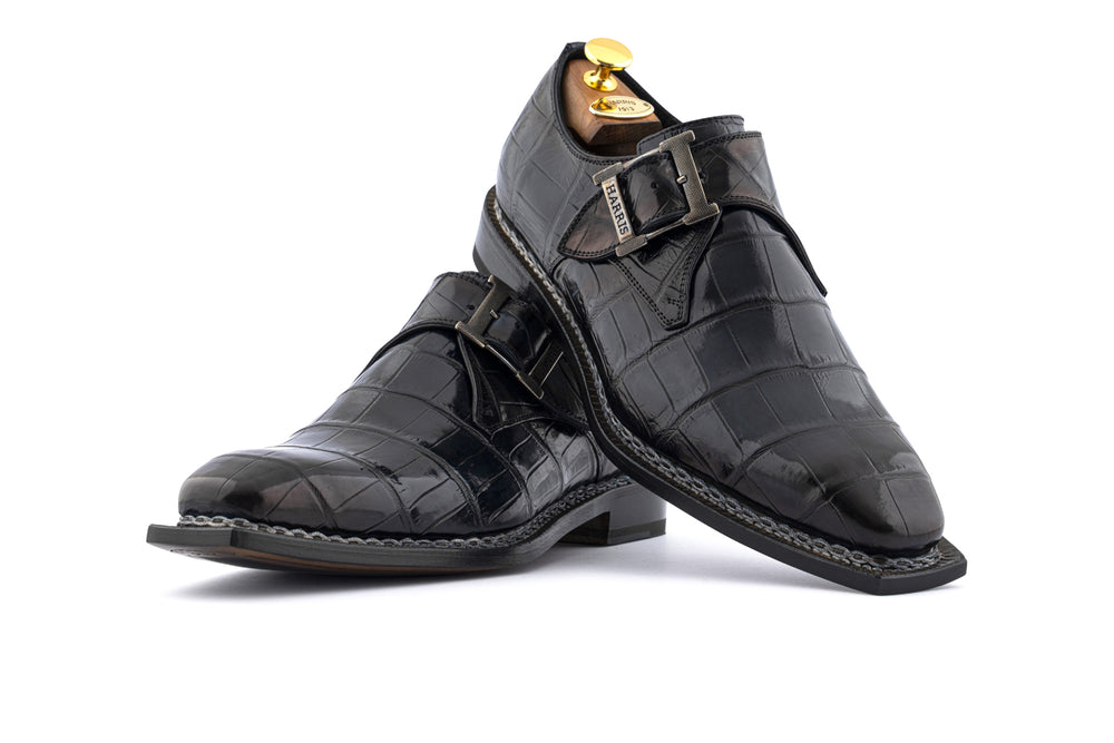 Boucle unique en crocodile peint à la main