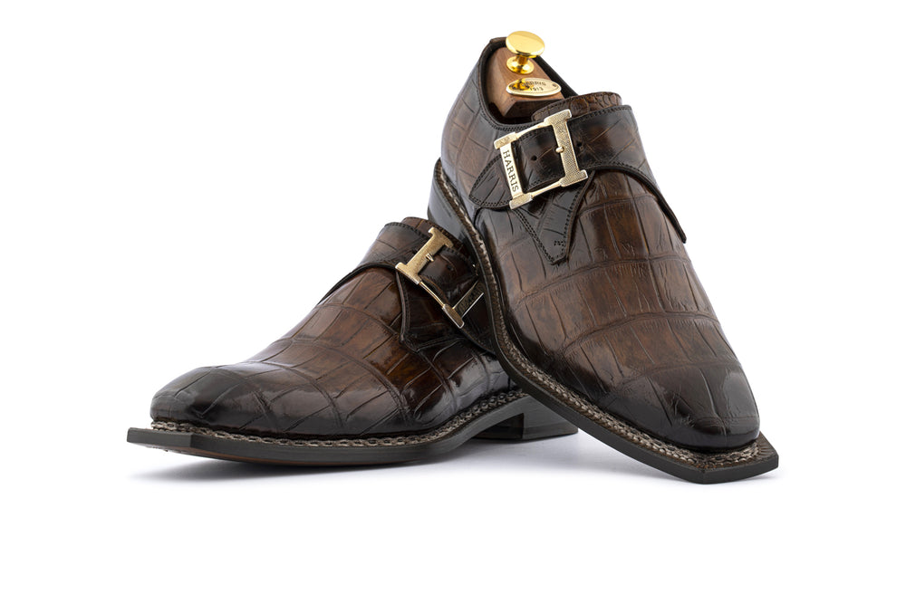 Boucle unique en crocodile peint à la main