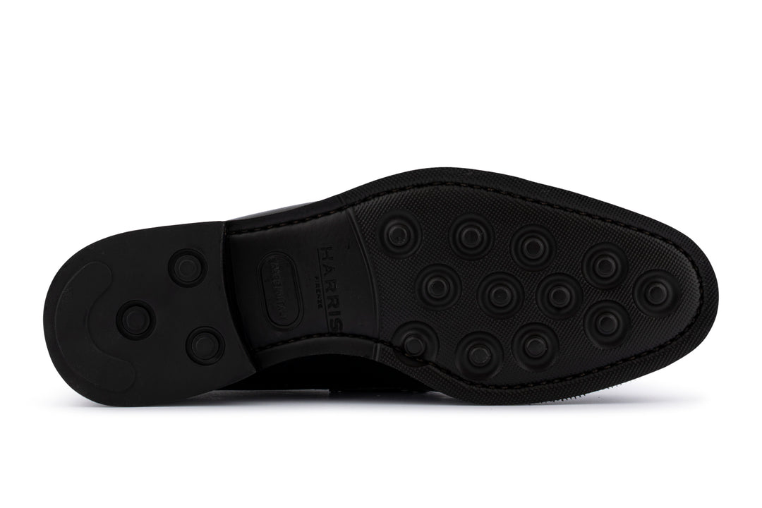 Black printed leather moccasin