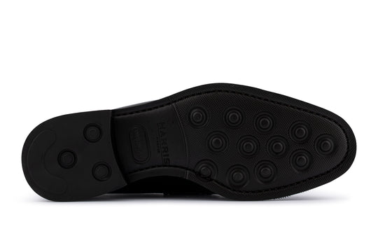 Black printed leather moccasin