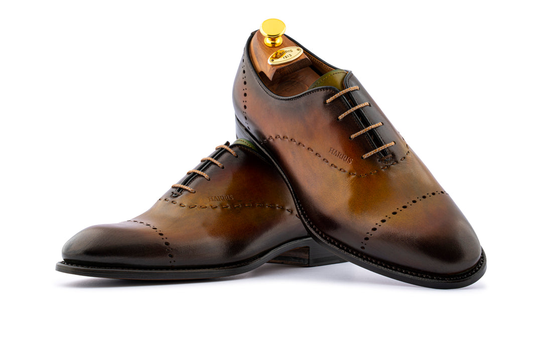 Hand-painted brogues with hand stitching