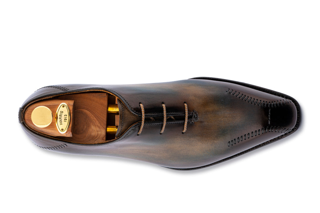 Hand-painted brogues with hand stitching