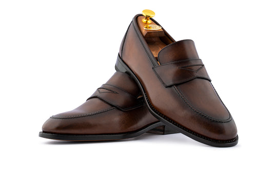 Mocassino in pelle anticata