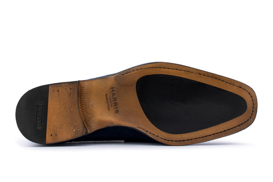 Mocassino in suede anticato a mano