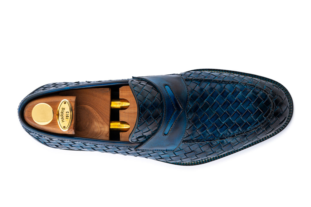Mocassino in pelle intrecciata dipinto a mano