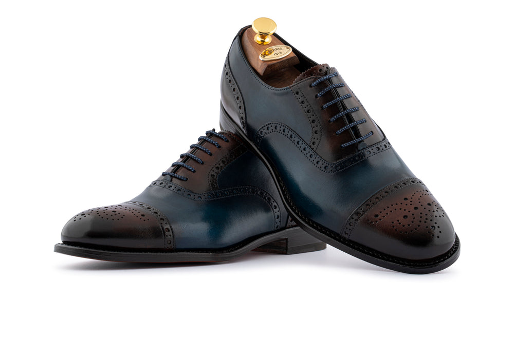 Francesina in pelle sfumata a mano con dettagli brogue