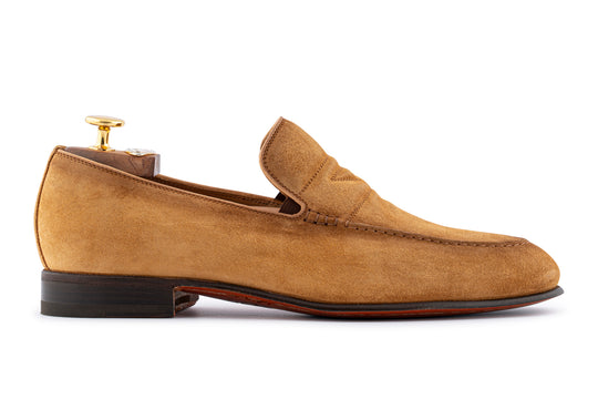 Mocassino in suede con passante imbottito