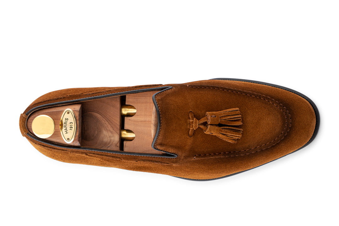 Mocassino in suede con pon pon