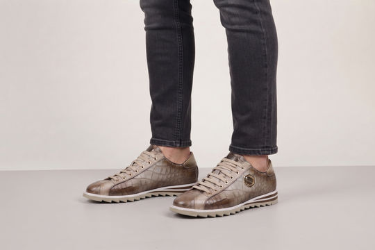 Sneakers in pelle stampata effetto coccodrillo Himalaya