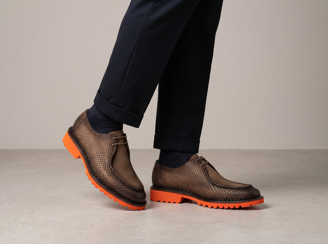 Zapatos con cordones Asiago Pitón - Marrón