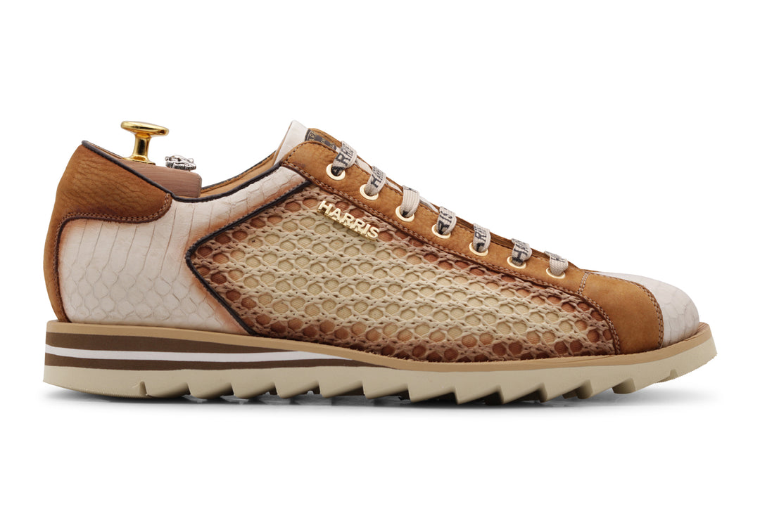 Sneakers in pitone e rafia
