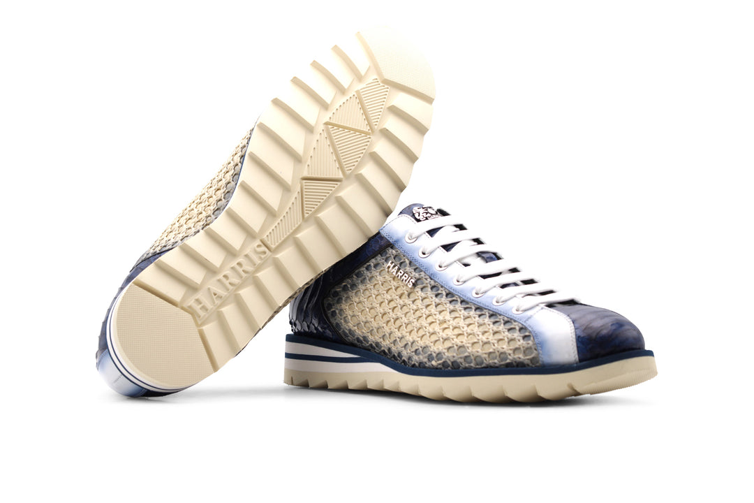 Sneakers in pitone e rafia