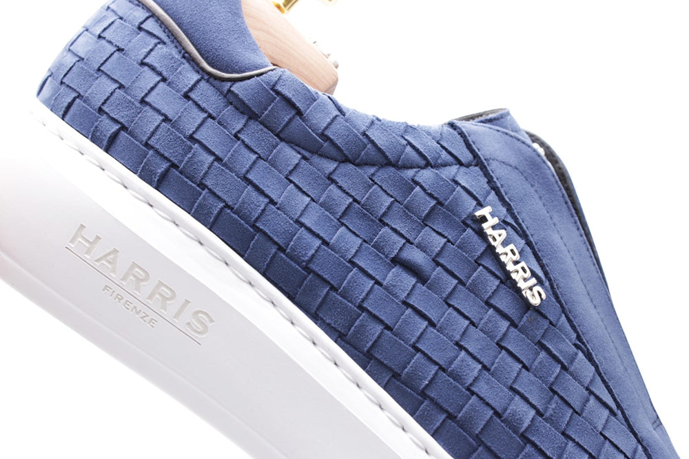 Sneakers slipon in pelle scamosciata intrecciata