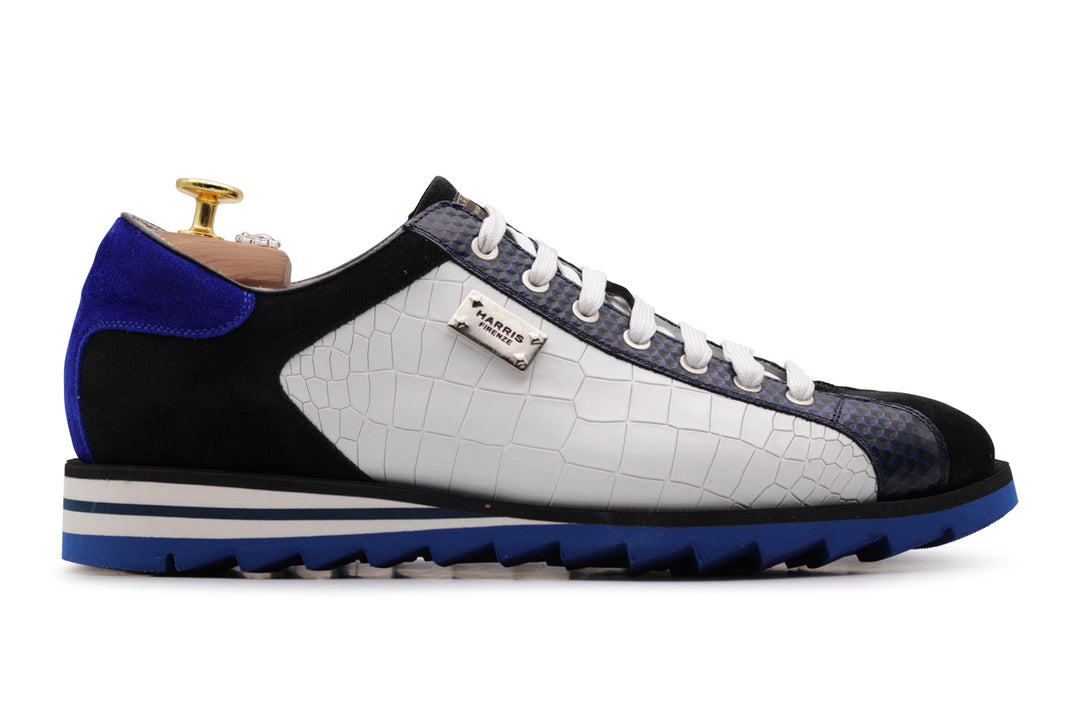 Sneakers effetto coccodrillo e suede