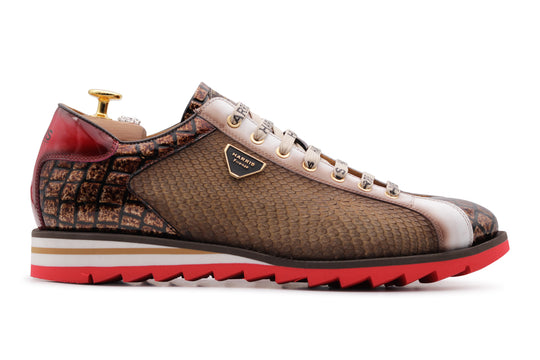 Sneakers in pitone ed effetto coccodrillo