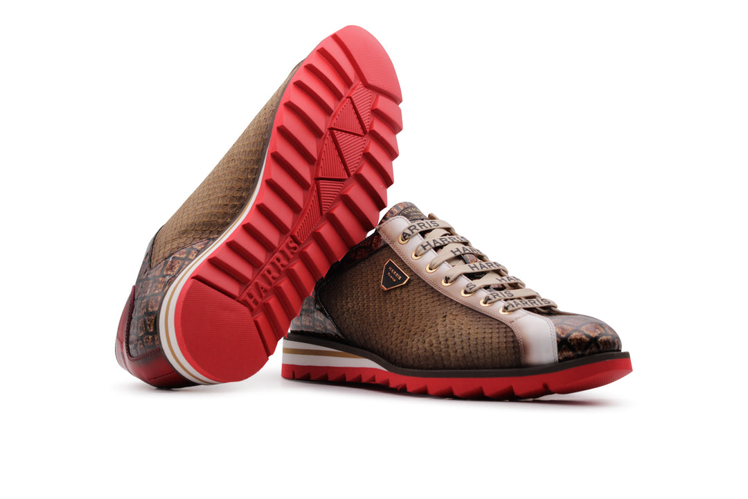 Sneakers in pitone ed effetto coccodrillo