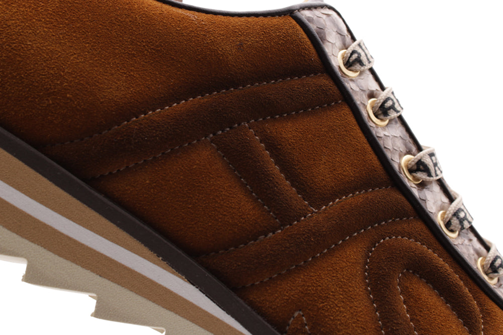 Sneaker en daim et python brun