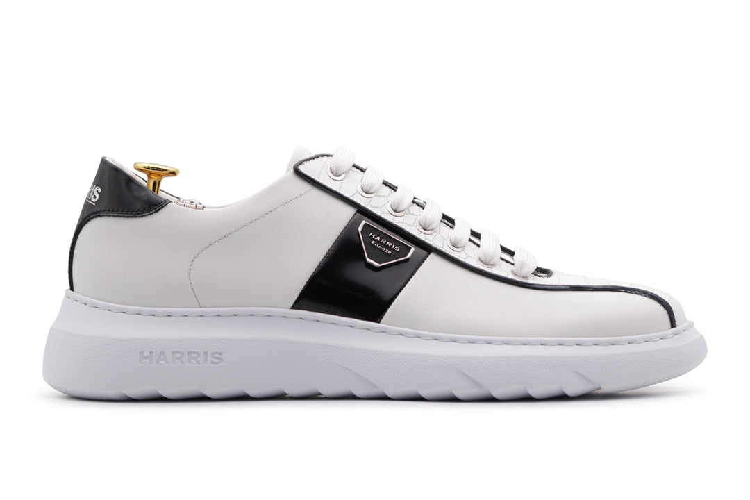 Sneakers in pelle con effetto coccodrillo