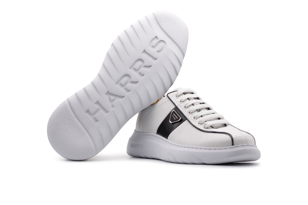 Sneakers in pelle con effetto coccodrillo