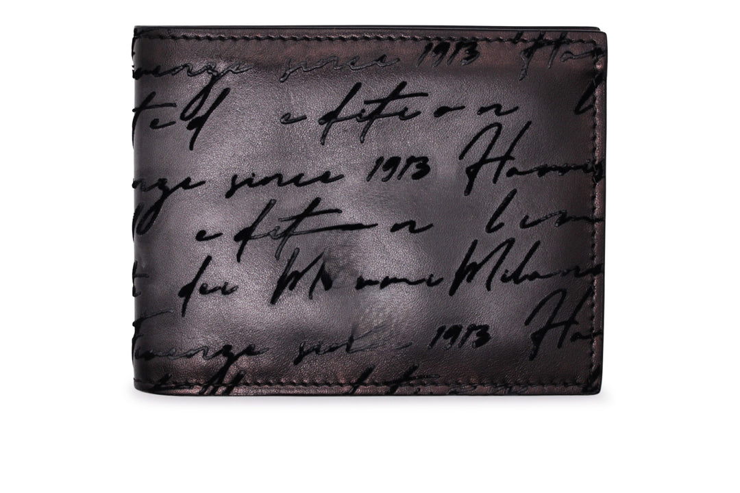 Money holder in hand-painted leather and writer print