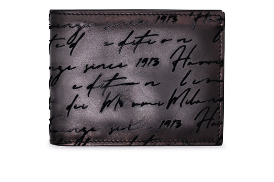 Wallet in hand-painted leather and writer print