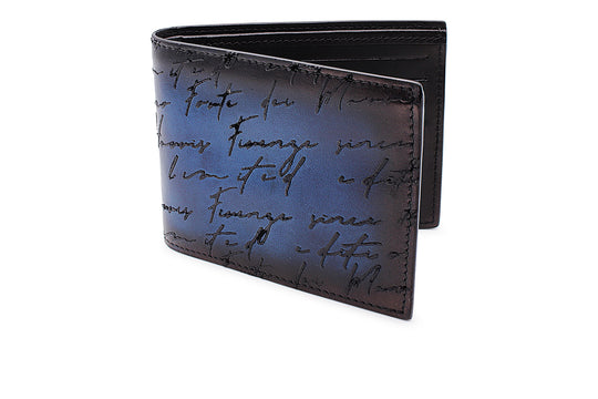 Wallet in hand-painted leather and writer print