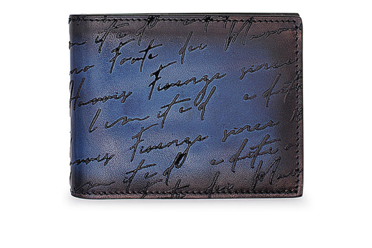 Wallet in hand-painted leather and writer print