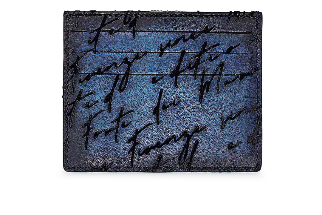 Card holder in hand-painted leather and writer print