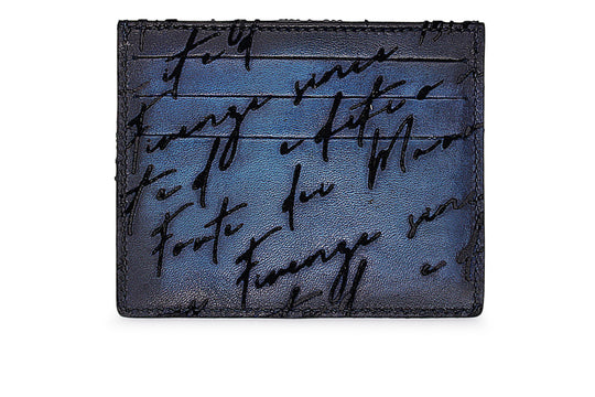 Card holder in hand-painted leather and writer print